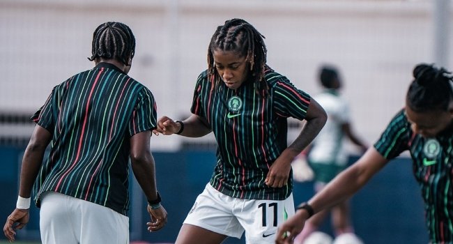 Nigeria’s Super Falcons players react after their 1-0 WAFCON quarter-final defeat to Cameroon in Casablanca.