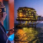 President Bola Tinubu and deep offshore oil rigs representing Nigeria’s $50bn investment framework.