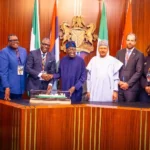 President Bola Tinubu meets NLNG Board and executive leadership at the State House in Abuja.