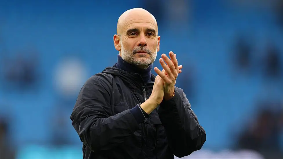 Mohamed Salah and Pep Guardiola, whose departures have ushered Liverpool and Manchester City into new Premier League eras.