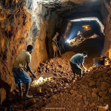 Rescue workers and residents at a mining site after a pit collapse in Kassa, Plateau State.