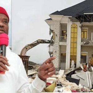 FCT officials demolishing a building obstructing a designated waterway in Maitama, Abuja, on August 18, 2026.