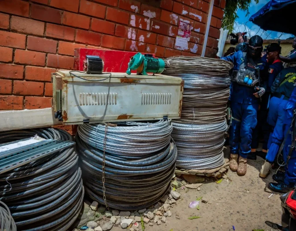 NSCDC operatives display recovered electricity cables allegedly stolen by a former AEDC worker in Abuja.
