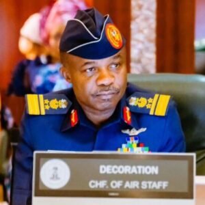 Nigerian Air Force Chief of the Air Staff Air Marshal Sunday Aneke during the AH-1Z Viper helicopter programme signing ceremony in Texas.
