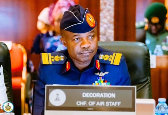 Nigerian Air Force Chief of the Air Staff Air Marshal Sunday Aneke during the AH-1Z Viper helicopter programme signing ceremony in Texas.