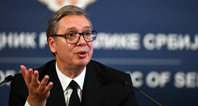 Aleksandar Vucic announces his resignation as Serbia’s president in Belgrade on September 27, 2026