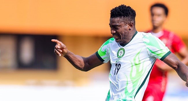 Super Eagles striker Taiwo Awoniyi during Nigeria’s AFCON 2027 qualifier against Guinea-Bissau