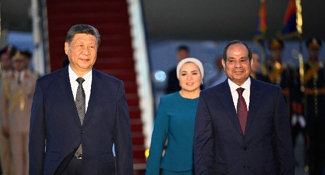 Chinese President Xi Jinping and Egyptian President Abdel Fattah al-Sisi during Xi’s official visit to Cairo.