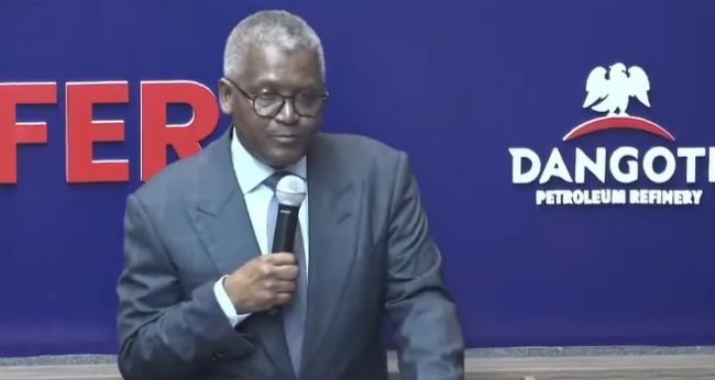 Aliko Dangote speaking at the Dangote Refinery IPO ceremony on the NGX trading floor in Lagos on September 14, 2026.