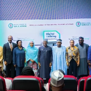 Education Minister Tunji Alausa at the launch of Nigeria’s Digital Training Academy in Abuja.