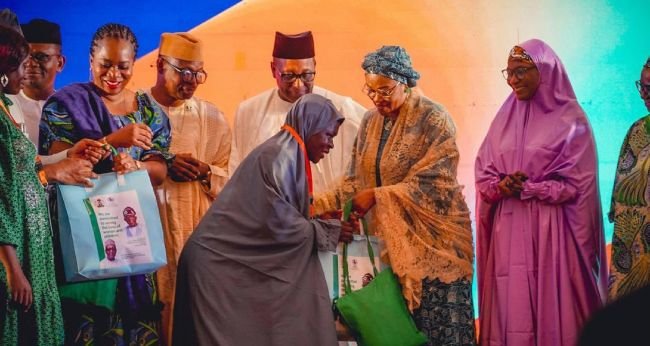 First Lady Oluremi Tinubu and Health Minister Ali Pate at the flag-off of 215,000 MAMA kits distribution in Abuja.