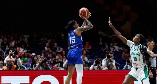 France players in action against Nigeria’s D’Tigress during the 2026 FIBA Women’s World Cup in Berlin.