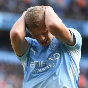 Erling Haaland during Manchester City's Premier League match at the Etihad Stadium