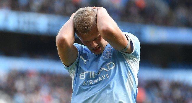 Erling Haaland during Manchester City's Premier League match at the Etihad Stadium