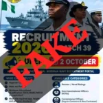 Nigerian Navy warns Nigerians against fake Batch 39 recruitment noticeI’ve kept the wording cautious because online sources are currently carrying conflicting claims about Batch 39, while the report you supplied specifically says the circulating notice is unauthorised.