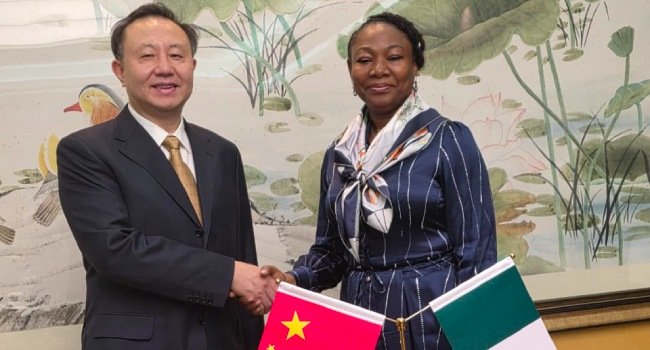NIS Comptroller-General Kemi Nandap at the global Sub-Forum on Migration Management Cooperation in China.