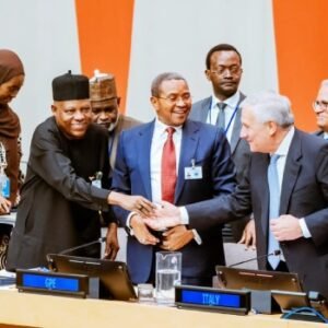 Nigeria Vice President Kashim Shettima and Italian Deputy Prime Minister Antonio Tajani at a high-level global education financing event in New York.