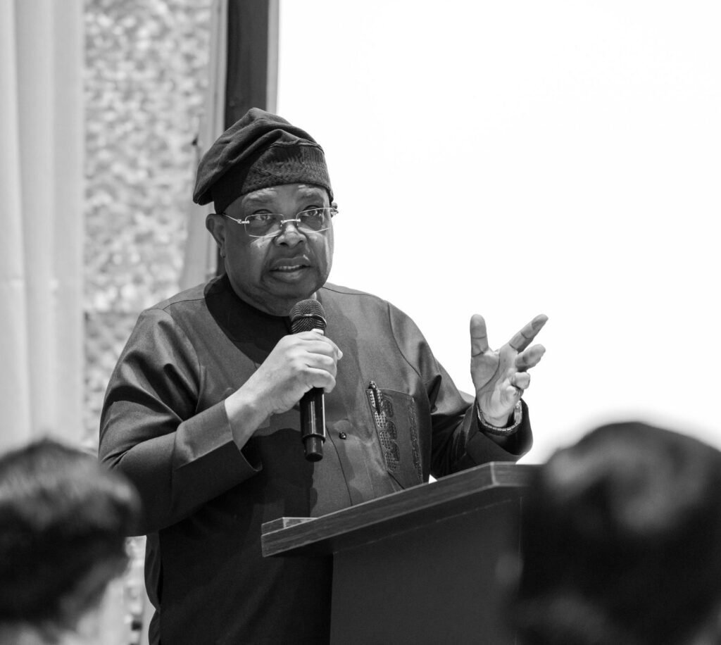 Power Minister Joseph Tegbe speaks at the commissioning of a 3MW hybrid mini-grid at Yakubu Gowon University, Abuja.