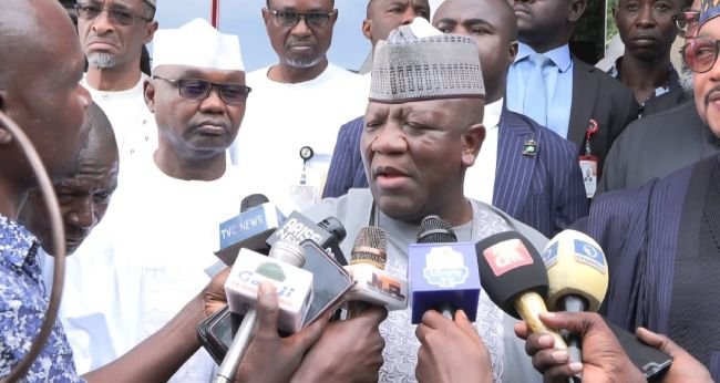 Abdulazeez Yari speaking after a meeting with Zamfara Governor Dauda Lawal and traditional rulers ahead of the 2027 APC campaign.