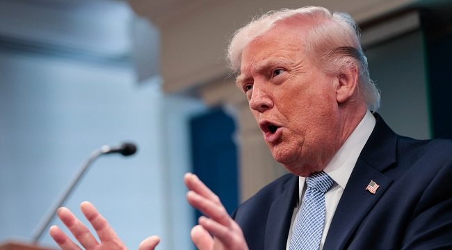 US President Donald Trump speaking about the Iran conflict at the White House.