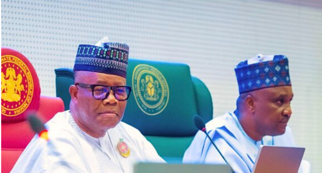 National Assembly leaders Godswill Akpabio and Tajudeen Abbas as Nigeria suspends legislative engagements with South Africa over xenophobic attacks