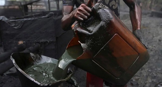 Nigerian Navy personnel uncover suspected illegal refinery sites and reservoirs containing stolen crude oil in Rivers and Delta states.