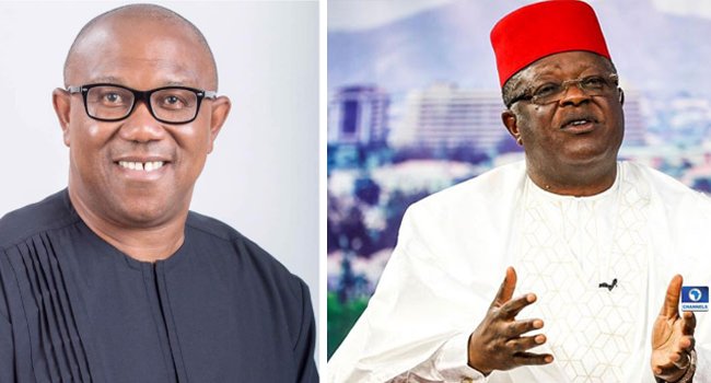 Dave Umahi and Peter Obi pictured together in a composite image