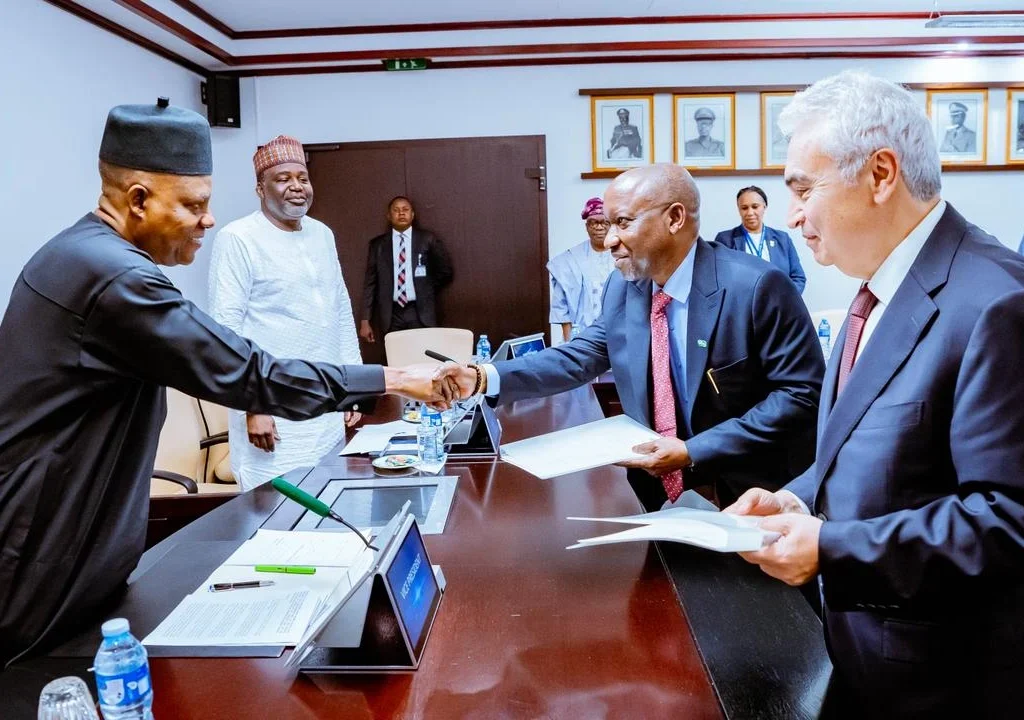 Vice President Kashim Shettima and IEA Executive Director Fatih Birol during the signing of Nigeria’s Joint Work Programme with the International Energy Agency in Abuja.