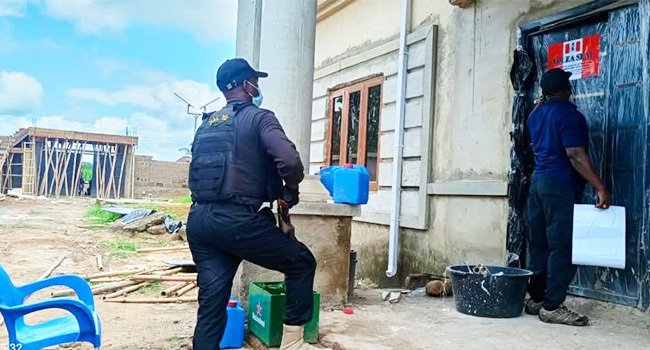 NDLEA operatives inspect and seal a suspected methamphetamine laboratory in Ebonyi State after an investigation linked the facility to an alleged Mexican drug network.