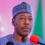 Borno State Governor Babagana Zulum speaking during a media engagement in Maiduguri.
