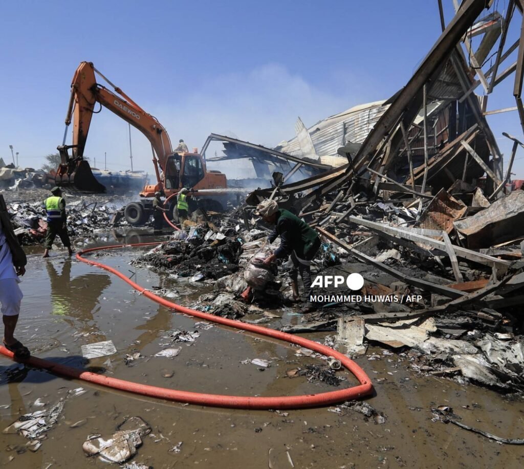 Emergency personnel respond after a reported Houthi attack on Riyadh airport amid escalating tensions between Saudi Arabia and Yemen.