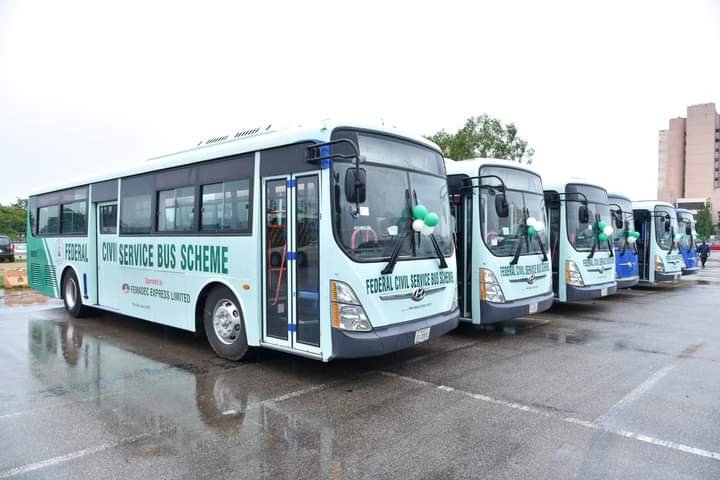 CNG-powered buses under the Federal Government's initiative to reduce transport fares and expand affordable transportation in Nigeria.