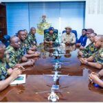 Festus Keyamo pays condolence visit to Air Chief Sunday Kelvin Aneke after the Ondo State aircraft crash.