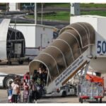 Flydubai passengers boarding a flight at Ben Gurion Airport near Tel Aviv.