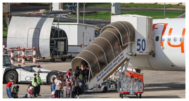 Flydubai passengers boarding a flight at Ben Gurion Airport near Tel Aviv.