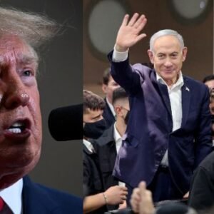US President Donald Trump and Israeli Prime Minister Benjamin Netanyahu as Israel's legislative election campaign intensifies, with rival Gadi Eisenkot seeking national unity.