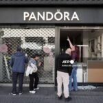 A looted jewellery shop in Barcelona, Spain, following violent youth protests on October 25, 2026.