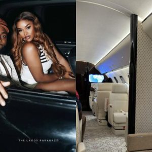 PICTURES: Davido, Chioma takes new private jet to honeymoon