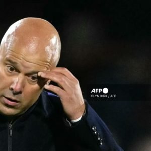 Arne Slot reacts on the touchline during a Liverpool Premier League match before the club confirmed his departure as head coach.
