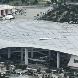 Aerial view of Los Angeles Stadium and surrounding area ahead of the 2026 FIFA World Cup as US authorities announce drone restrictions.