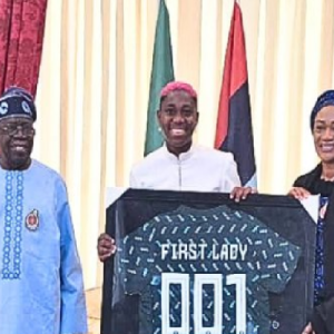 JUST IN: Super Falcon striker, Asisat visits Tinubu, First Lady 