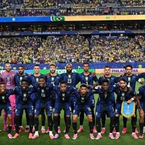 Brazil players pose for a team photo before their 2026 FIFA World Cup group stage match against Haiti in Philadelphia.