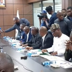 FCCPC officials, NERC leadership and state electricity regulators during a stakeholder meeting on strengthening consumer protection in Nigeria's power sector.
