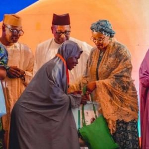 First Lady Oluremi Tinubu and Health Minister Ali Pate at the flag-off of 215,000 MAMA kits distribution in Abuja.