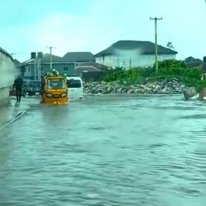 Floodwaters submerge roads and residential areas in Port Harcourt, Rivers State, following three days of persistent rainfall.