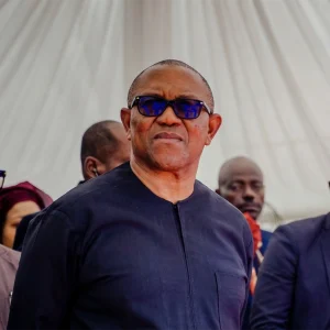 Peter Obi speaking during a political event while criticising the Tinubu administration over economic hardship and insecurity in Nigeria.