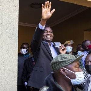 Zambian President Hakainde Hichilema casts his ballot during the 2026 presidential election in Lusaka.