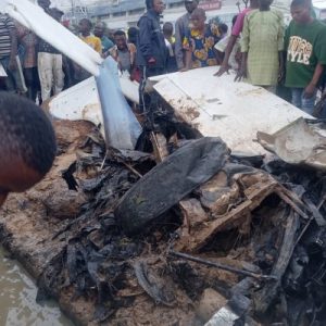 BREAKING: Chopper crashes into building in Lagos 