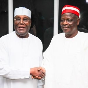 Rabiu Kwankwaso and Atiku Abubakar pictured together in a political setting.
