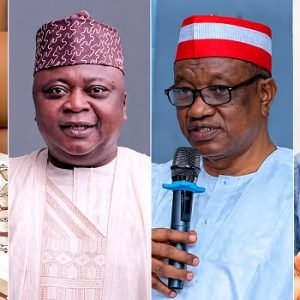 INEC Chairman Joash Amupitan alongside Isa Pantami, Ladi Adebutu and political leaders ahead of Nigeria's 2027 elections.